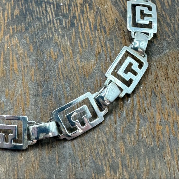 Sterling silver link bracelet geometric design 7.25” - Picture 8 of 9